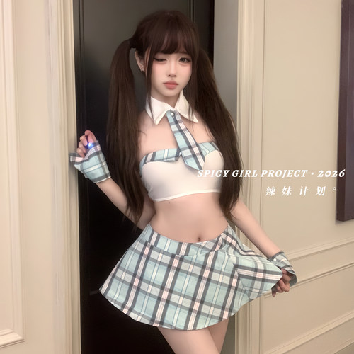 辣妹计划~情趣JK制服格纹性感学妹百褶裙cos角色扮演套装qqny内衣