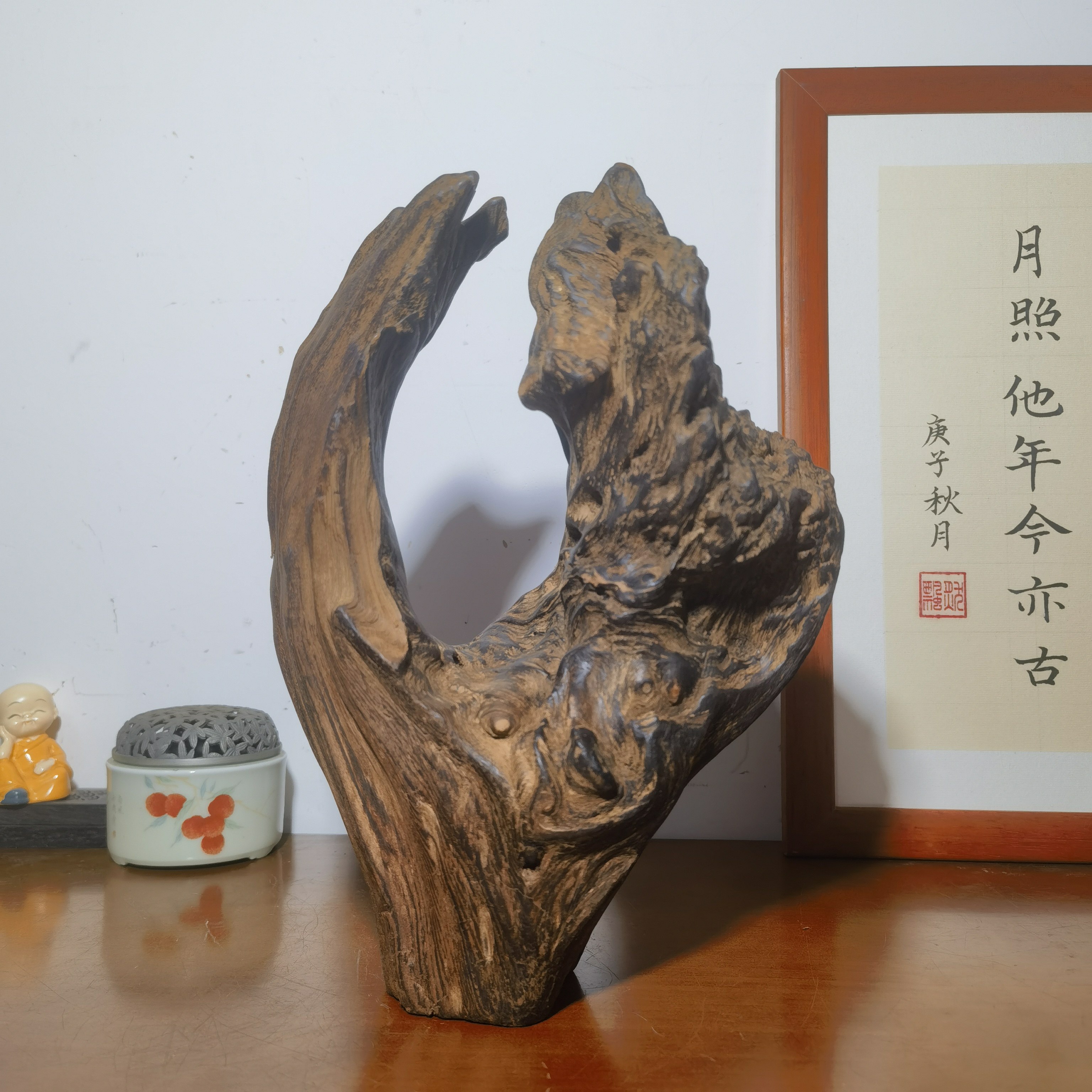 广西土沉香自然随型桌面装饰摆件风化木料根雕新中式禅意造景包邮