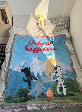 Unleash Happiness韩式卧室小清新 狗狗乐园 挂毯毯子卧室盖毯