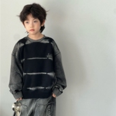 Korea韩版 童装 春款 卫衣洗褪花纹男童中大童内搭卫衣韩国童装