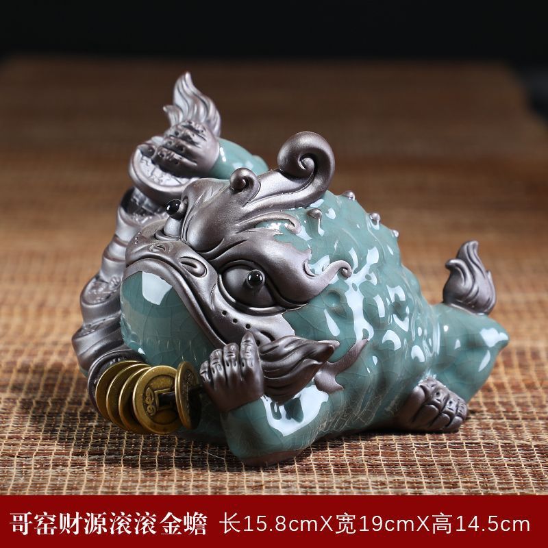 金蟾茶宠精可养哥窑摆件玄关微景观鱼缸造景动物装饰蟾蜍
