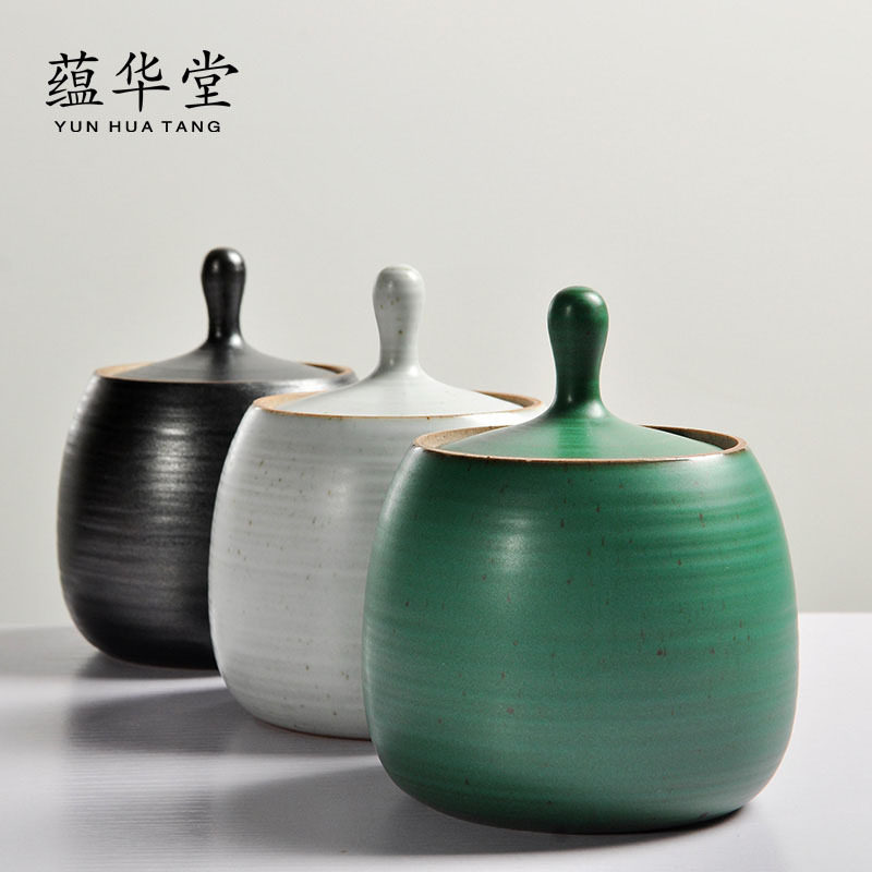 禅风日式粗陶茶叶罐化陶瓷茶叶罐复古手工窑变醒茶罐