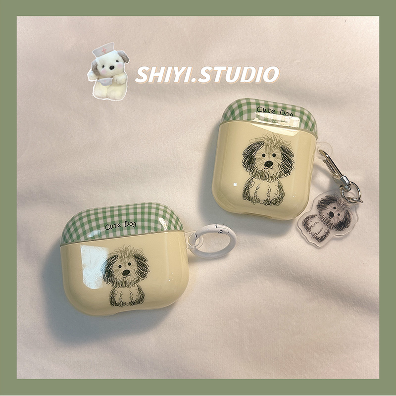 韩系ins可爱潦草小狗适用AirPods4保护套新款Pro2苹果耳机壳小众1/2代无线蓝牙3代airpodspro3代软防摔保护壳