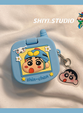 可爱蜡笔小新翻盖小手机适用AirPods4保护套新款iPod苹果耳机壳1/2代无线蓝牙3代airpodspro2代软防摔保护壳