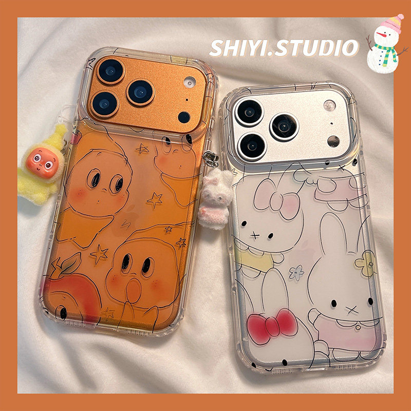 透明线条米菲星星小人适用苹果17promax手机壳16pro新款iphon17日韩15pro少女心15硅胶14防摔13可爱双层硬壳