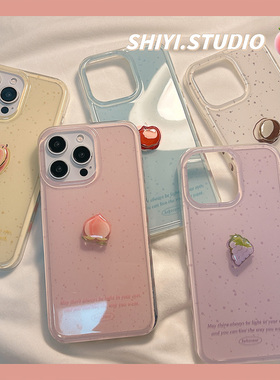 韩系ins泼墨小水果适用苹果16promax手机壳15pro新款iphon13简约14pro女款15硅胶17pro小众17创意防摔全包硬