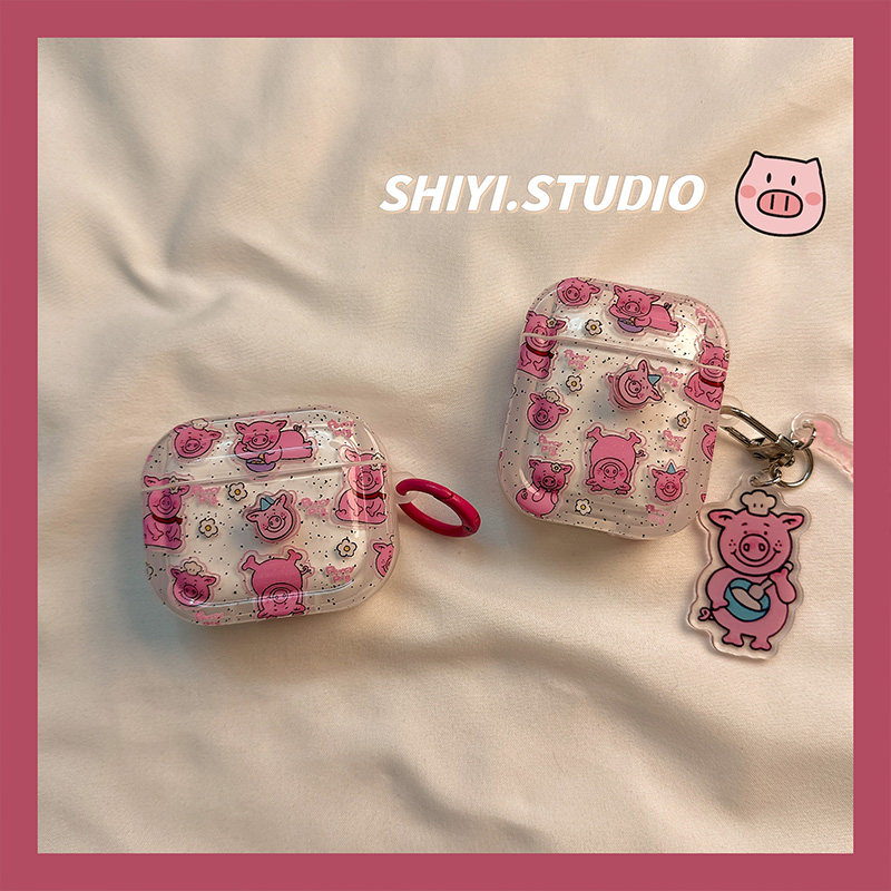 可爱旋转卡通玛莎猪适用AirPods4保护套新款iPod苹果耳机
