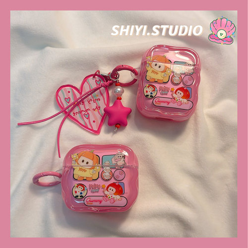 少女可爱透粉色yoyo酱适用AirPods4保护套新款Pro2苹果耳机壳带挂饰1/2代蓝牙3代airpodspro三代软防摔耳机套