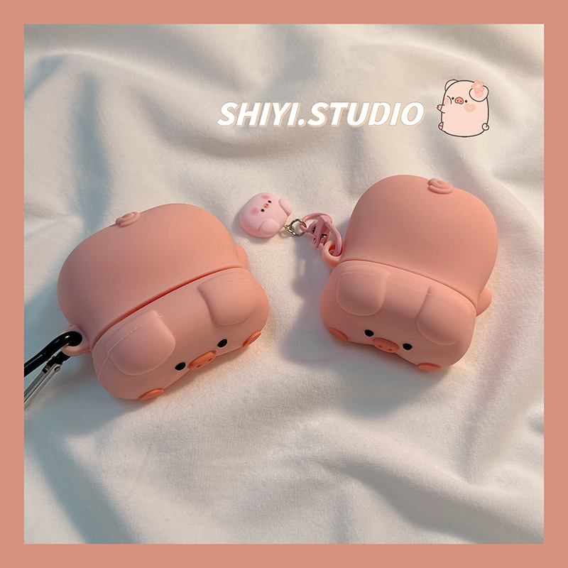 少女粉嘟嘟可爱趴趴猪适用AirPods4保护套新款Pro2苹果耳机壳硅胶1/2代无线蓝牙3代airpodspro3代防摔保护壳