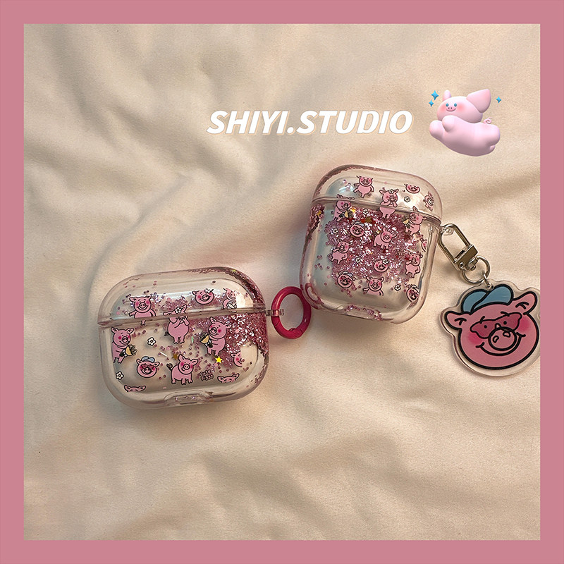 可爱粉嘟嘟玛莎猪流沙适用AirPods4保护套新款iPod苹果耳