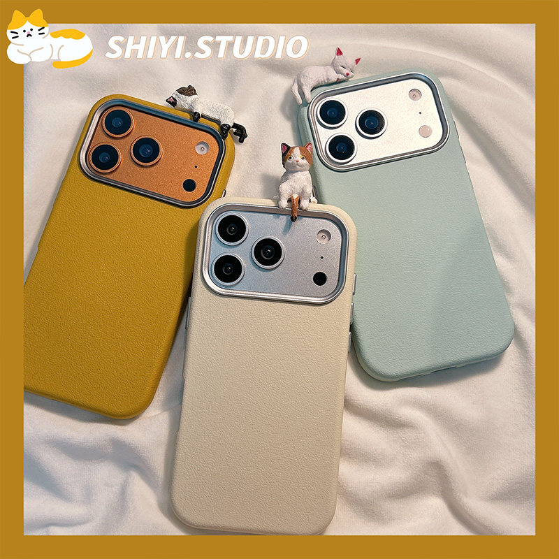 简约ins卡通立体猫咪适用苹果17promax手机壳16pro新款iphon17可爱15pro女款15硅胶14pm防摔13小众二合一皮质