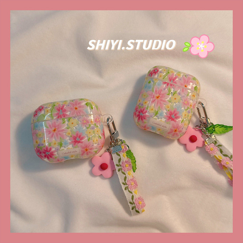 春日ins满屏油画花朵适用AirPods保护套新款iPod苹果耳