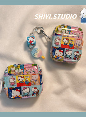 软萌可爱拼图HelloKitty适用AirPods4保护套新款Pro2苹果耳机壳1/2代无线蓝牙3代airpodspro3代软防摔保护壳