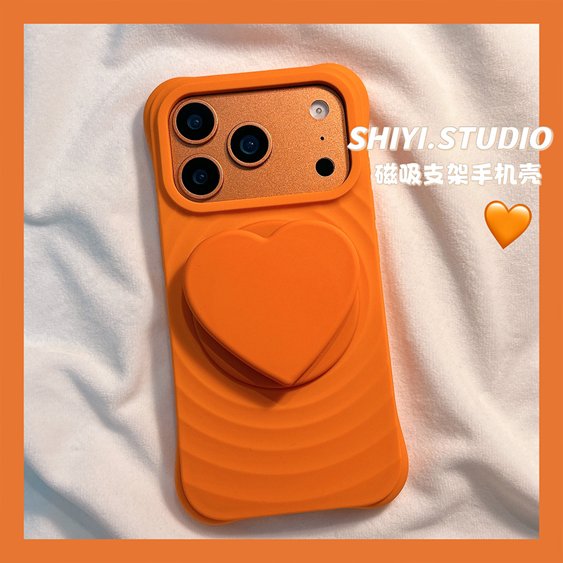 高级星宇橙波漾爱心磁吸支架适用苹果17promax手机壳16pro新款iphon17小众15pro女款15硅胶14防摔13简约软壳