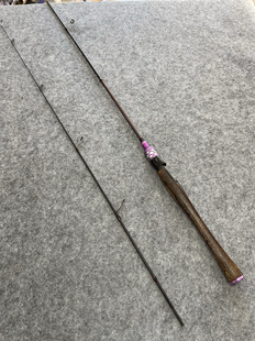 碳素路亚竿L调实心竿稍直柄路滑杆实木握把大导环马口翘嘴钓鱼竿