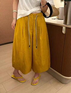 2026夏季新款时尚百搭松紧腰抽绳束脚休闲工装裤女简约显瘦