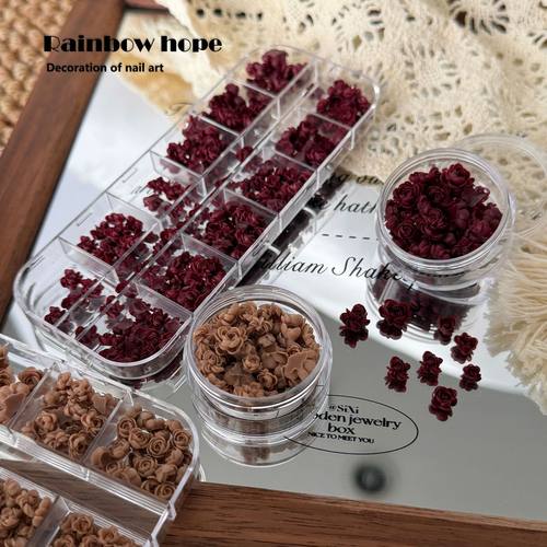 ins风软玫瑰混合形状美甲饰品