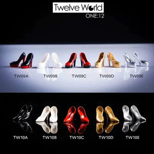 TWTOYS 1/12女兵人偶 高跟鞋 鞋子 TW09 TW010 适合6英寸女人偶穿