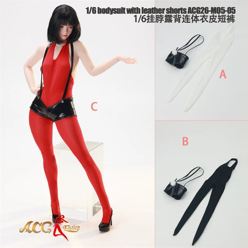1/6 女兵人 12英寸 连体衣皮背带短裤 衣服包胶素体 ACG26-M05-05
