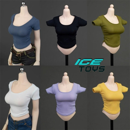 ICE TOYS ic1022 1/6女兵人模型TBL Ant素体褶皱收腰弧形T恤 现货
