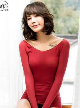 秋冬季37度恒温薄款保暖内衣上衣女无缝防寒打底长袖美体秋衣