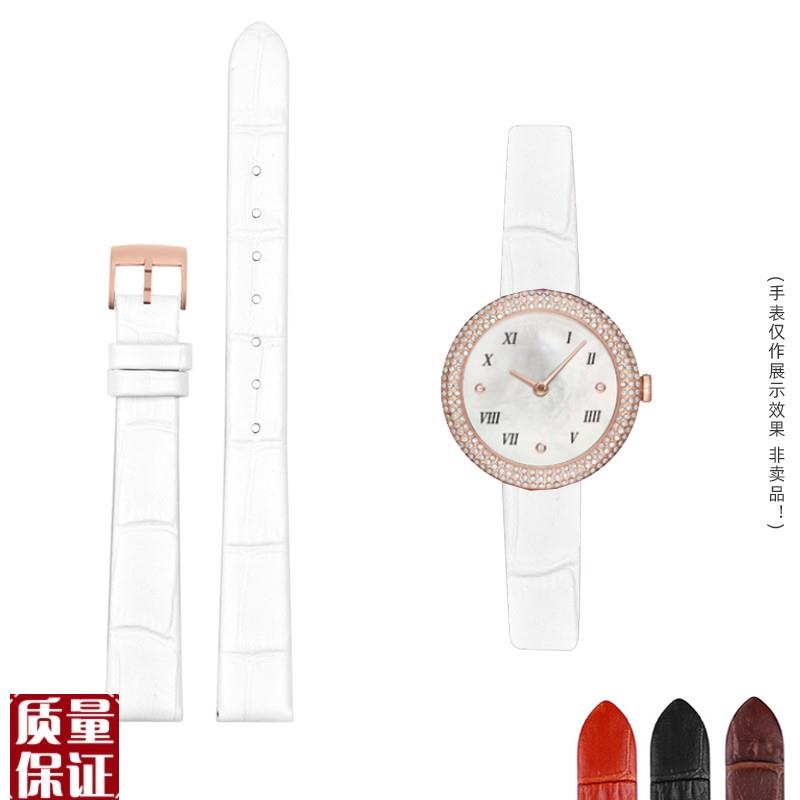 白色表带代用天王罗西尼化石OB女细小号真皮方表手表链经典竹节