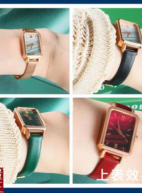 女士通用表带真皮适配马克华菲rorolove天梭Q小尺寸细米兰手链钢