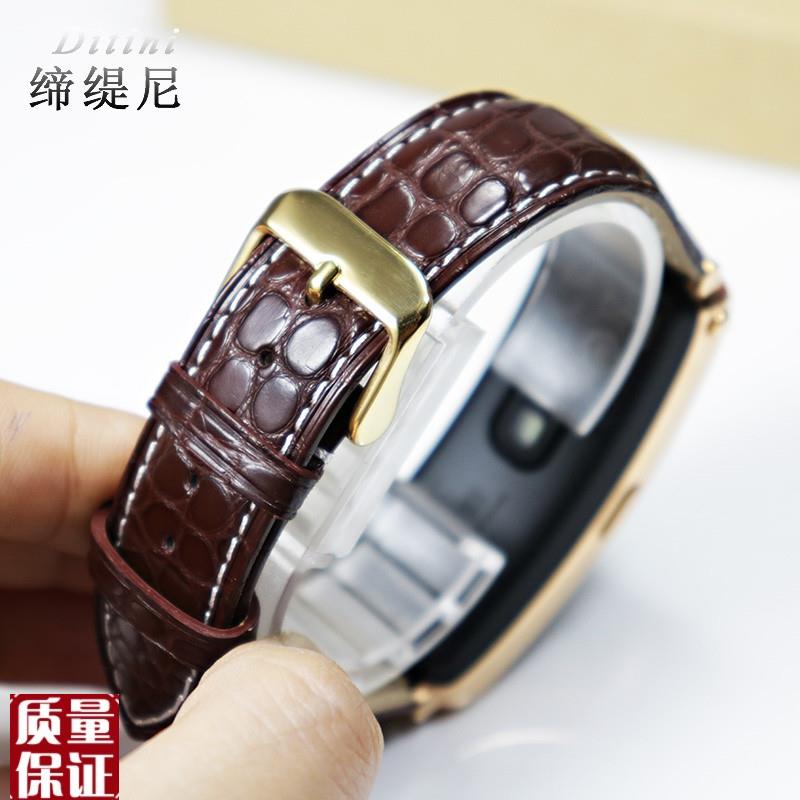 适用华为手环B7B6B5r鳄鱼皮表带替换带B3智能商务休闲皮表带凸