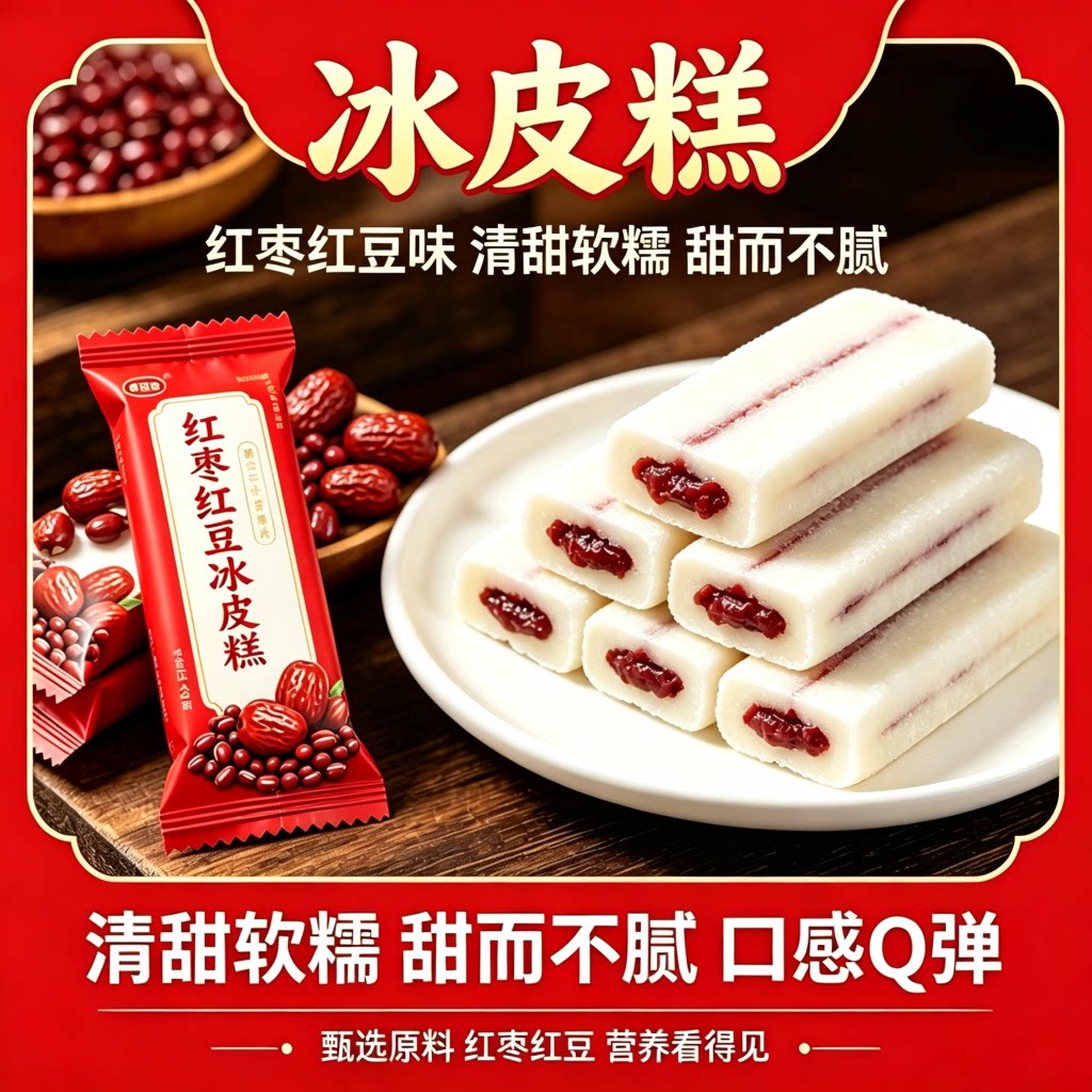冰皮红枣红豆糕解馋糯米糍粑糕点麻薯代早餐滋补经典方