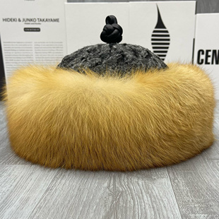 新中式北美进口狐狸帽子影视同款时尚棉帽羊羔毛王爷帽中国风帽子