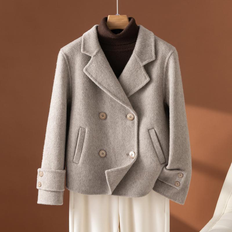2025秋冬新款双面呢羊绒大衣女韩版小个子宽松短款小西装羊毛外套