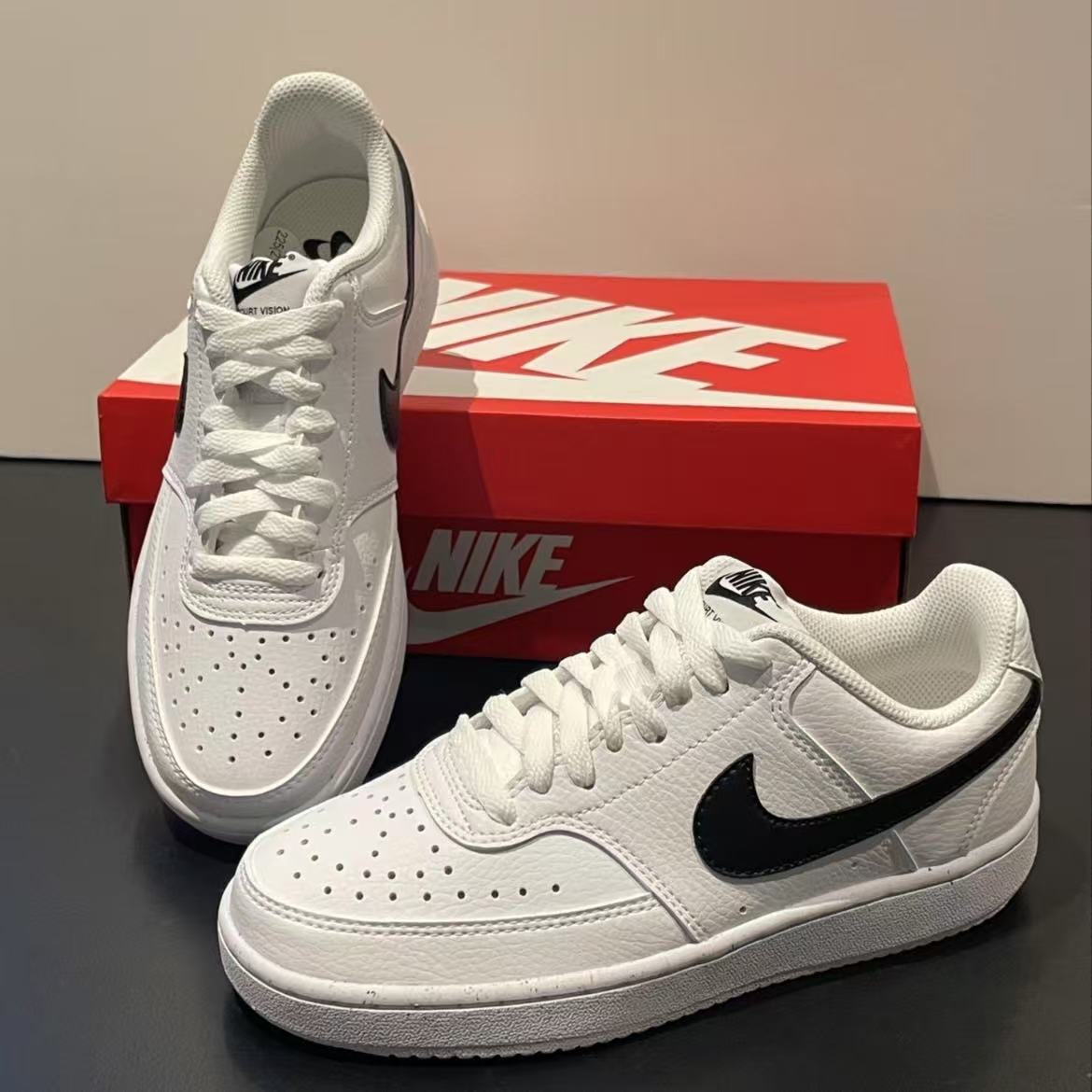 Nike Court Vision 1 休闲 百搭 防滑耐磨 低帮 板鞋 男款 白黑