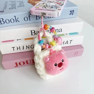 韩版可爱卡通loopy白色编织零钱包卡包亚克力串珠手机链包包挂件