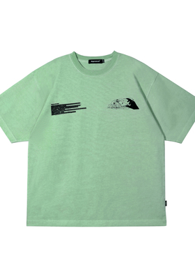 MYGE梦境解读概念印花染色洗水纯棉短袖T恤