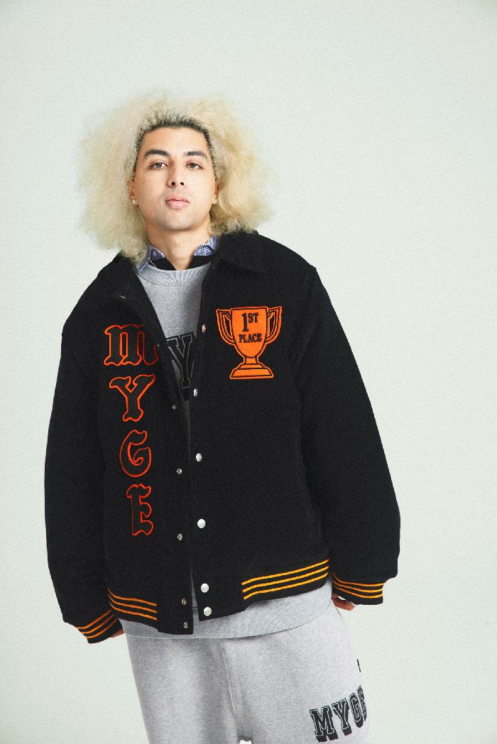 myge灯芯绒贴布棒球翻领夹克夹棉