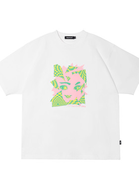 MYGE 梦境迷幻剪影印花T恤纯棉重磅宽松短袖T恤