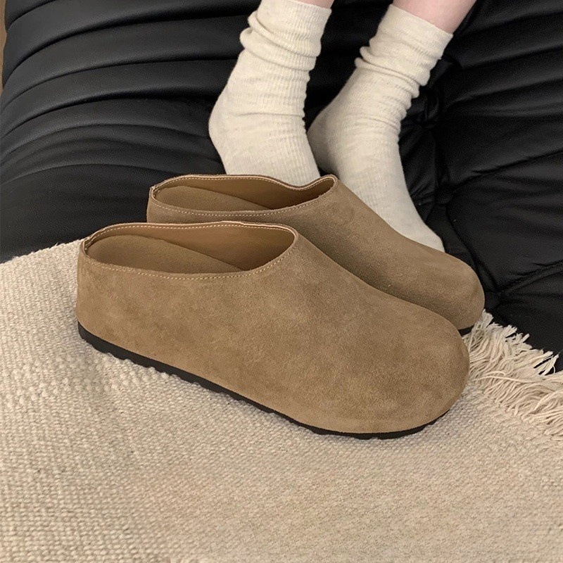 德国进口小个子内增高5CM~勃肯鞋女秋冬新款复古坡跟厚底半拖鞋