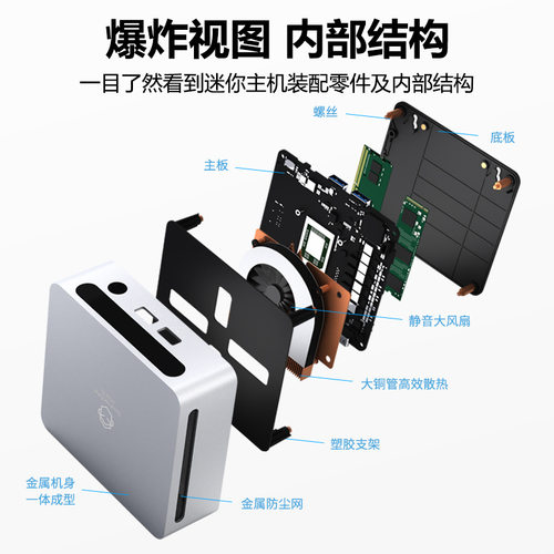 机械君迷你电脑锐龙R7-5825U 高端游戏LOL商务娱乐设计8K迷你PC
