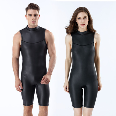 现货2mm光皮潜水服连体 潜水衣cr保暖潜水服短款一件