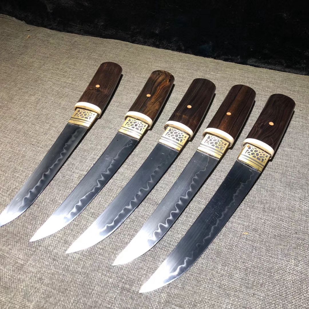 龙泉手工锻打隐刃小刀一体百炼钢居合短刀肋差防身兵器未开刃