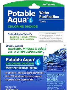 美国代购Potable Aqua  Water Purification   二氧化氯净水片