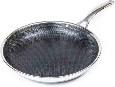 美国代购HexClad Hybrid Nonstick Frying Pan蜂窝不锈钢不粘煎锅