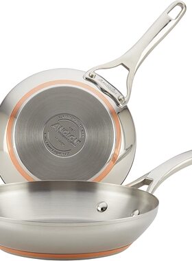 美国代购Anolon Nouvelle 不锈钢煎锅 铜芯底部5层复合结构