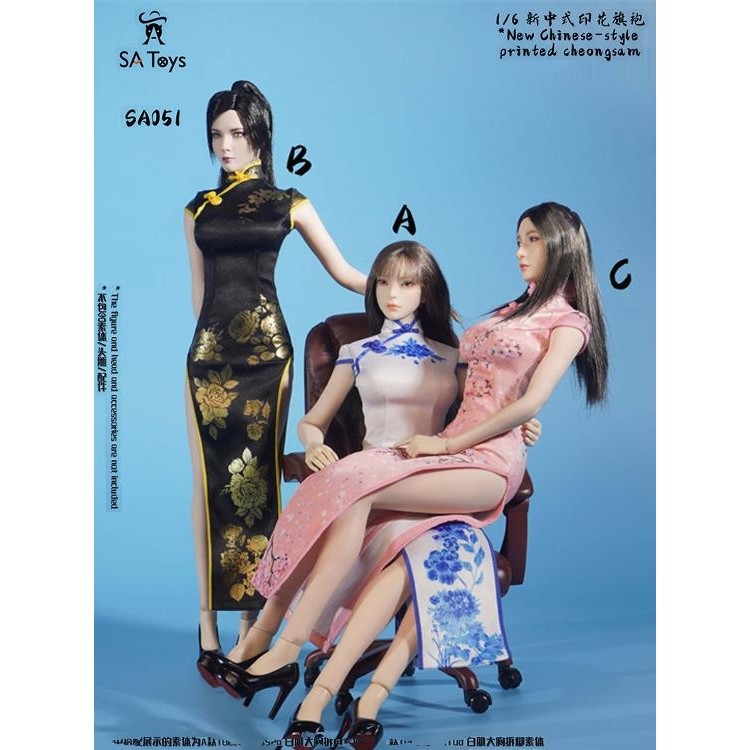 SA toys SA051 1/6兵人 新中式印花旗袍 适用TBL包胶女素体现货