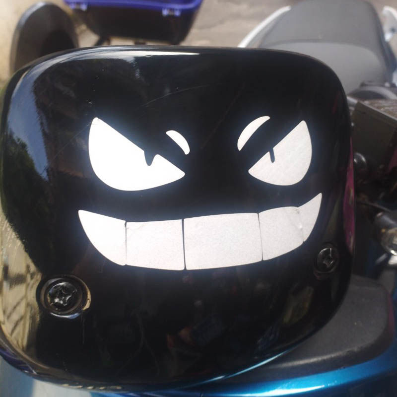 小恶魔笑脸装饰创意个性反光防水防晒车镭射贴纸电动车风挡贴通用