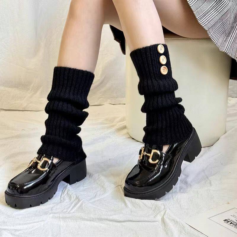 堆堆袜套秋冬针织腿套美拉德穿搭y2k辣妹护腿保暖中筒袜女纽扣袜