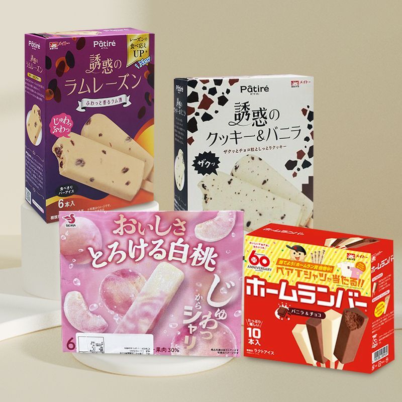 日本进口名糖葡萄干曲奇饼干香草北陆香草巧克力双拼雪糕盛夏白桃