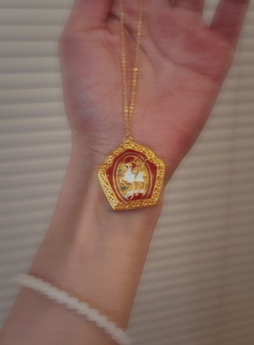 叶优里独家S925敦煌彩绘镂空鹿王本生灵感设计吊坠平安项链