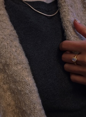 叶优里印度原产蓝月光纯银古法小众设计手工戒指可调节戒托开口戒