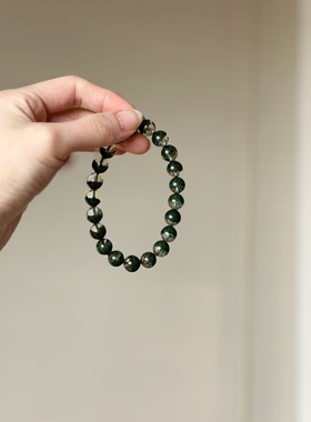 绿幽灵手串7A收藏级翠绿色聚宝盆赞比亚原石幽灵珠串